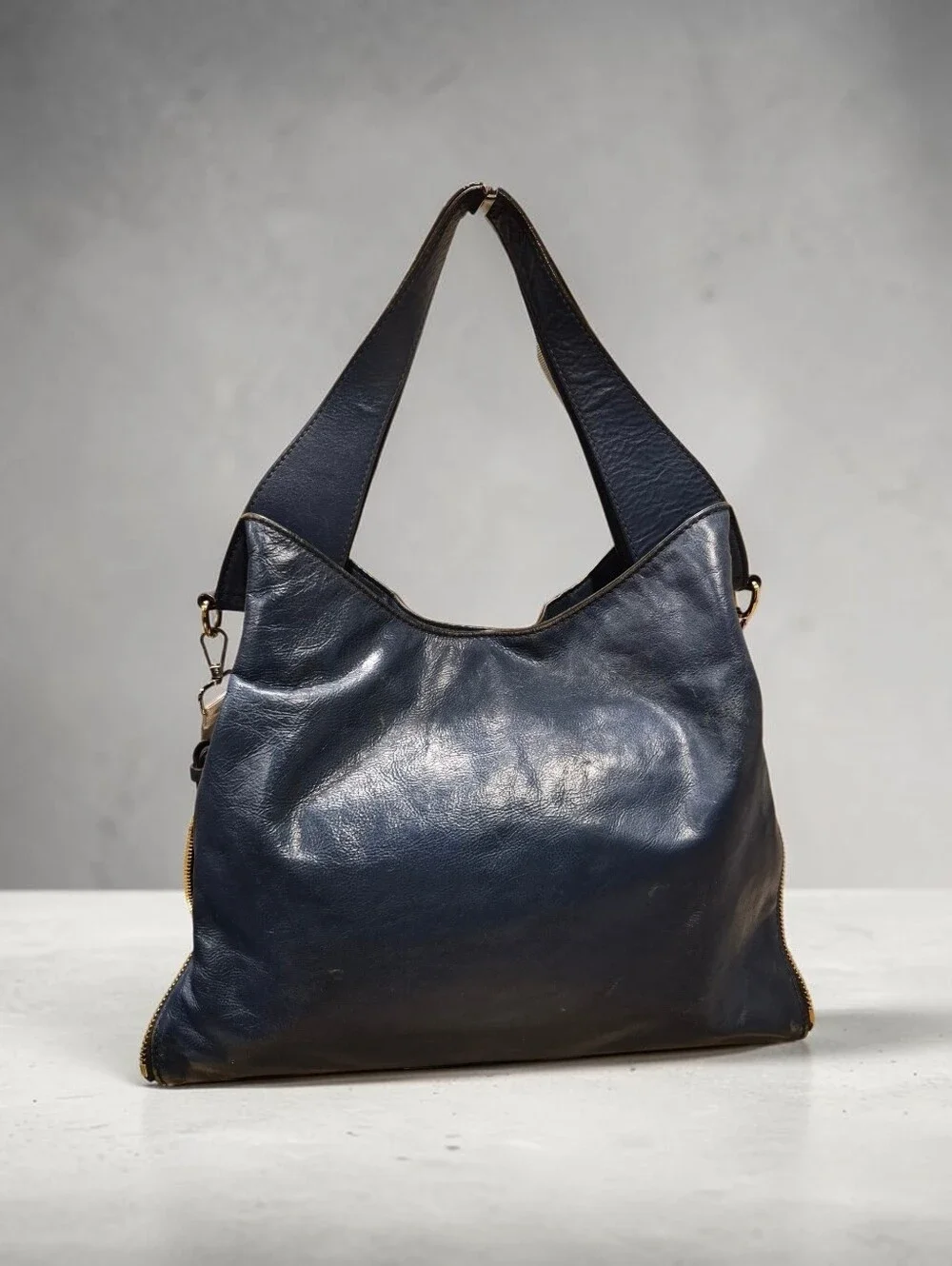 Michael Michael Kors Blue Devon Leather Hobo Crossbody/Satchel